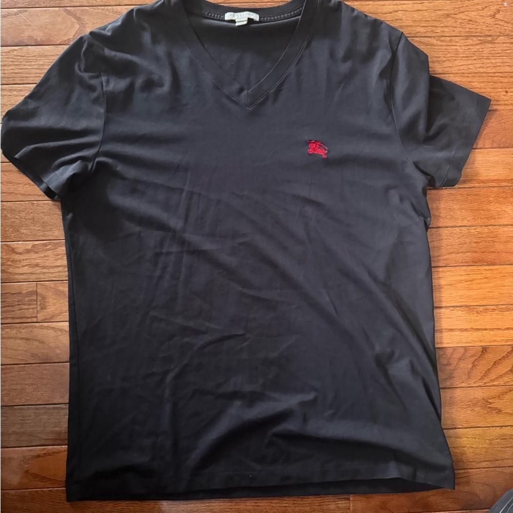 Burberry Black Tee with Red Emblem
